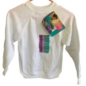 🆕 Vintage Hanes Her Way Crewneck Sweatshirt White Deadstock 90s Youth Size L